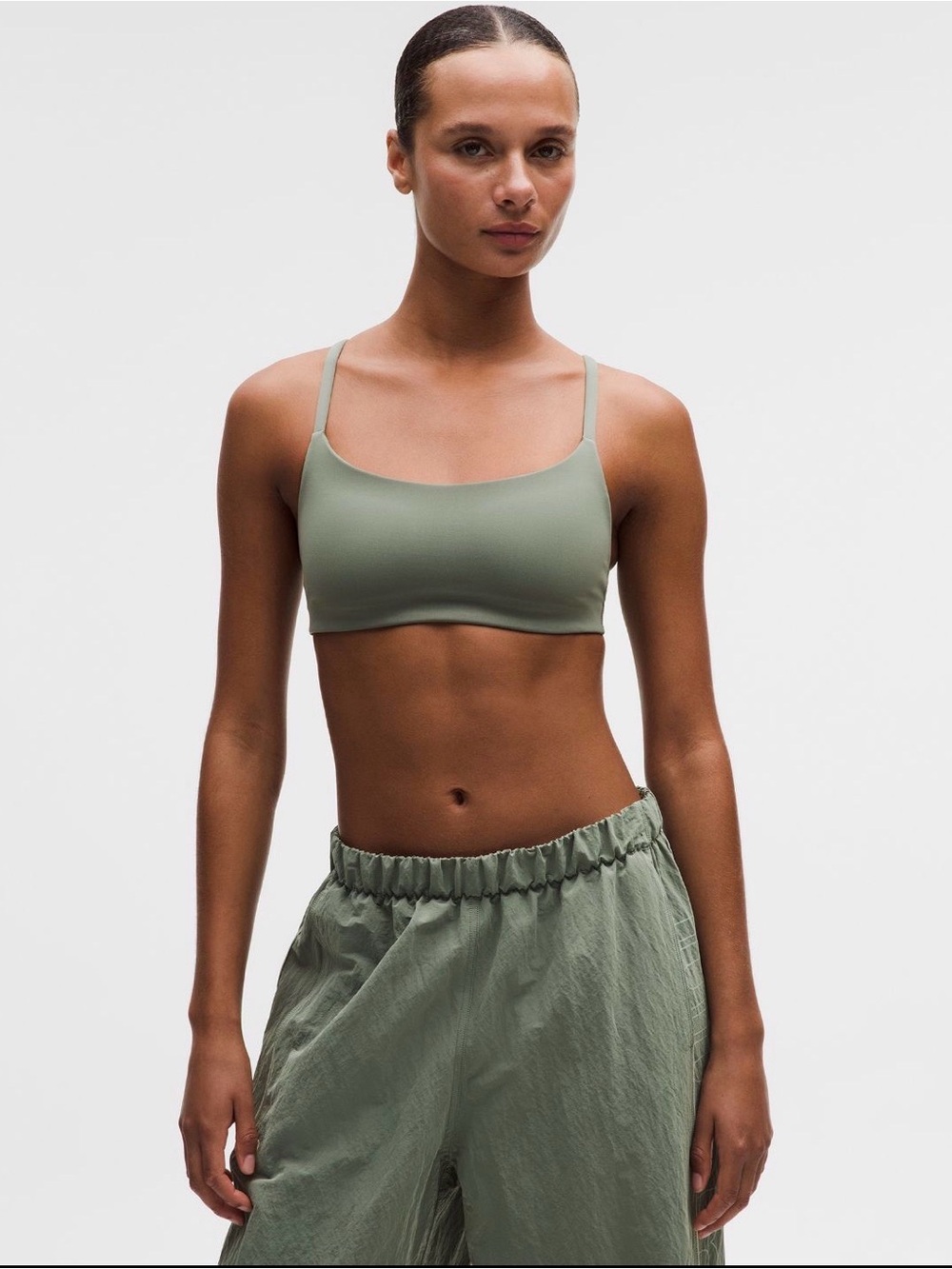 NWT Wunder Train Strappy Racer Bra Light Support A/B cup in Willow sz 8